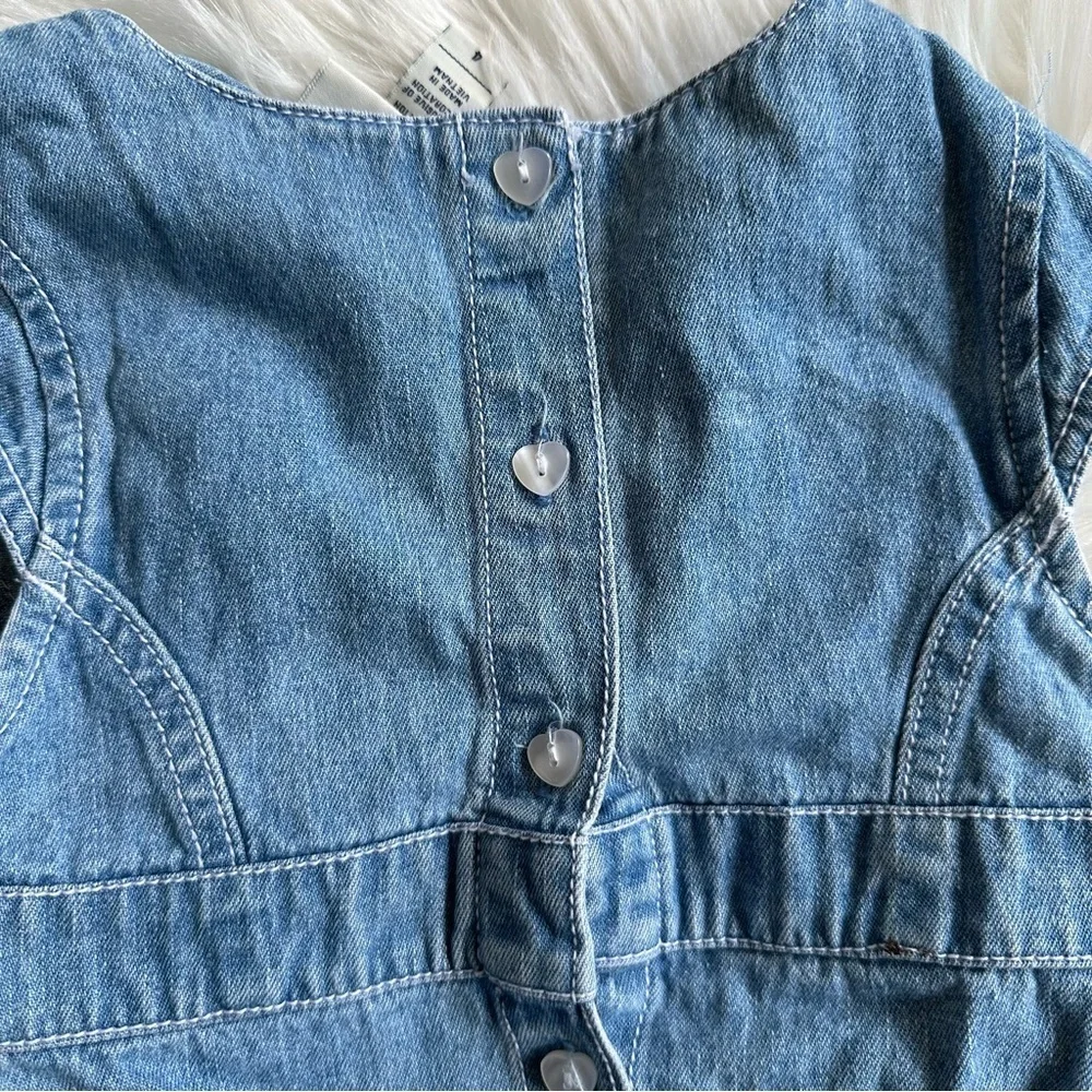 Vintage Osh Kosh Denim Embroidered Floral‎ Dress Size 4